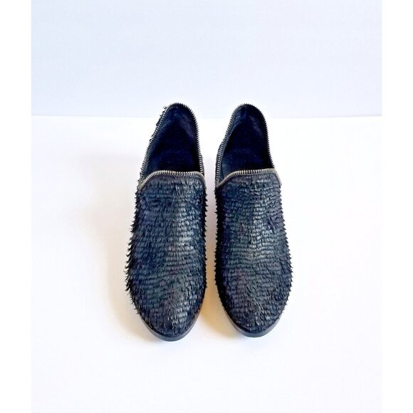 BAKERS ELITE Black Settle Frayed Leather Ankle Booties 39 8.5 Heeled Zipper Trim - Picture 12 of 12